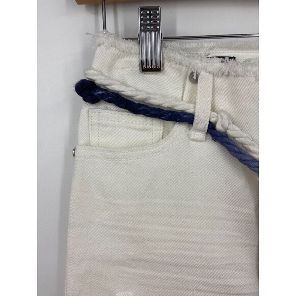 Habitual‎ Girls White Raw Hem Bermuda Denim Shorts Belted Size 10 NWT - Picture 3 of 12